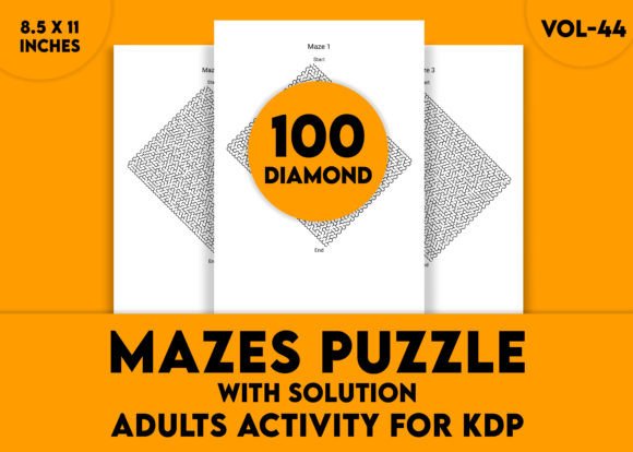 Adults Hard Diamond Mazes Puzzles Vol-44: A Challenge for the Mind