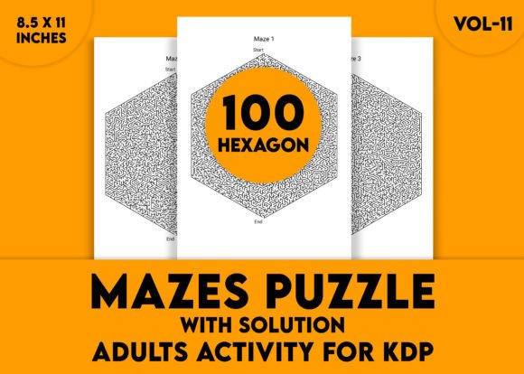 Adults Hard Hexagon Mazes Puzzles Vol-11