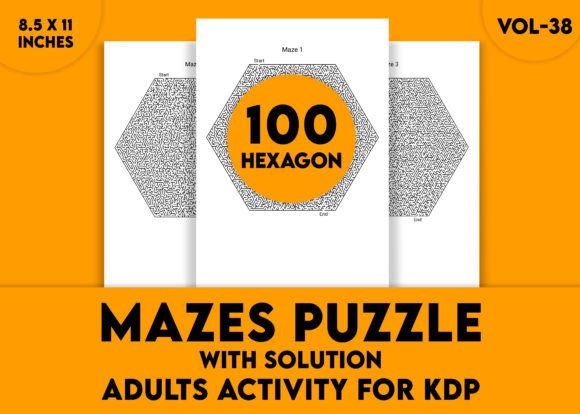 Adults Hard Hexagon Mazes Puzzles Vol-38
