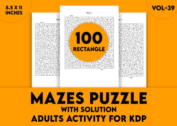 Adults Hard Rectangle Maze Puzzle Vol-39: A Serious Brain Workout