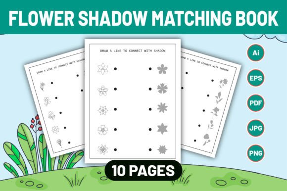 Flower Shadow Matching Activity Book